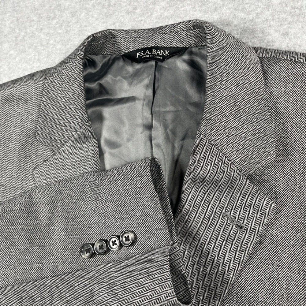 Jos A Bank Silk Camel Hair Blend Sport Coat Blazer Men 40R Gray Herringbone